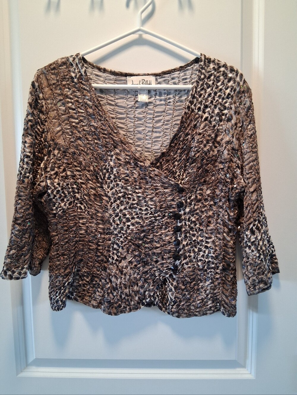 Joseph Ribkoff Cream Textured V-Neck Blouse